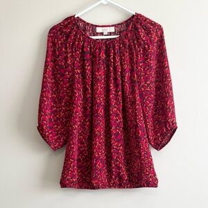 Loft Vibrant Print 3/4 Sleeve Blouse